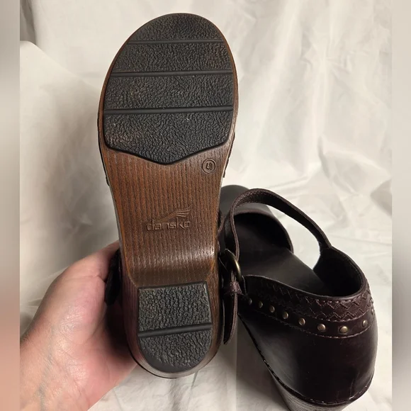 Dansko Makenna Leather Mary Jane Clog Brown Women's 40 Adjustable Strap Heel - Picture 3 of 6